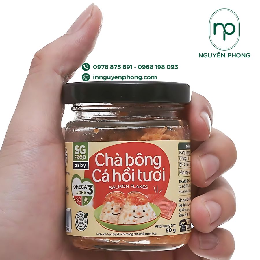 Mẫu tem dán ruốc cá hồi thiết kế đẹp